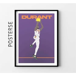 kevin durant phoenix suns nba poster, basketball wall
