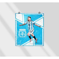 messi poster argentina art soccer coach gift, black
