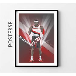 jerami grant print, portland trail blazers fan art,