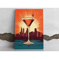 bar cart prints and accessories, manhattan cocktail art,