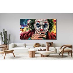 joker smoking canvas wall art poker wall decor