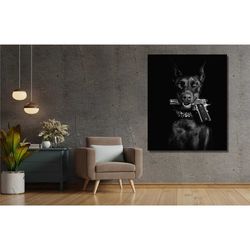 hypebeast modern black doberman gun luxury fashion poster