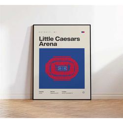detroit pistons poster, little caesars arena stadium print,