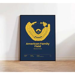 milwaukee brewers poster, american family field wall art,