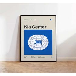 orlando magic poster, kia center stadium print, mid