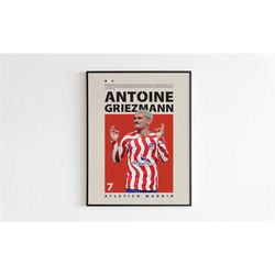 antoine griezmann poster, atletico madrid poster, griezmann print