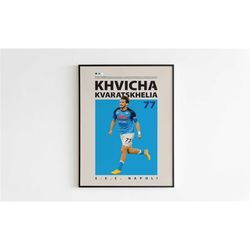 khvicha kvaratskhelia poster, napoli poster, kvaratskhelia print art,