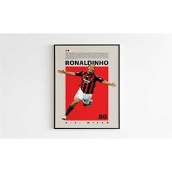 ronaldinho poster, ac milan poster minimalist, ronaldinho print