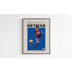 neymar poster, barcelona poster minimalist, neymar print art,