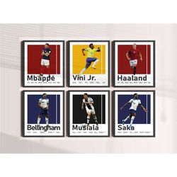 printable 6 young soccer stars posters, vinicius haaland