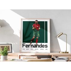 printable bruno fernandes poster, portugal soccer print, man