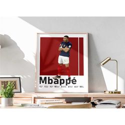 printable kylian mbappe poster, teen room decoration, football