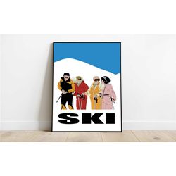 tanned people go skiing - poster - poster