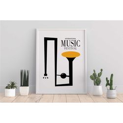 minimalist saxophone print, music festival poster, printable jazz
