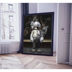 kaws figure poster grey, downloadable art prints, modern