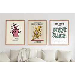 keith haring poster set of 3, crossed finger
