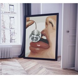 disco ball print poster, mirror ball poster print,