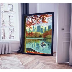 new yorker fall poster digital, central park art