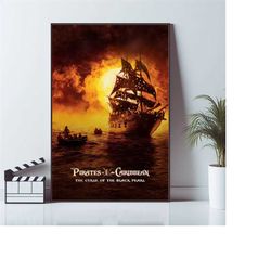 pirates of the caribbean: the curse of the black pearl , movie poster, art poster, canvas material gift, home decor, liv
