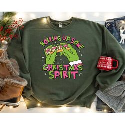 retro rolling up some christmas spirit shirt, funny