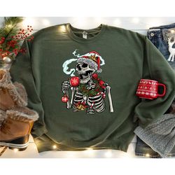 dead inside skeleton christmas shirt, sarcastic coffee christmas