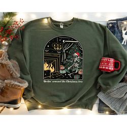 rockin around the christmas tree shirt, skeleton tree