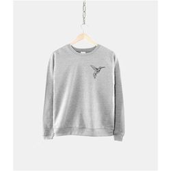 hummingbird sweatshirt - geometric humming bird pocket sweater