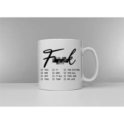 f**k check list mug - funny swearing office