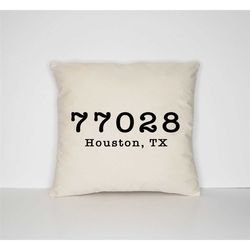 personalized zip code pillow case - custom housewarming