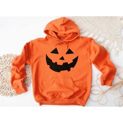 orange pumpkin face halloween hoodie - halloween costume