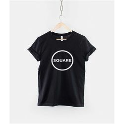 mens minimal t-shirt - square circle t-shirt -