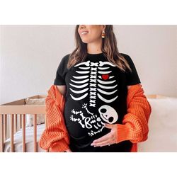 halloween pregnancy announcement pregnant skeleton shirt - halloween