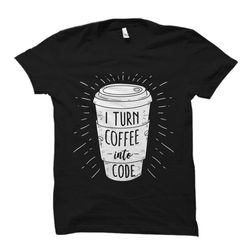 programmer shirt turn coffee into code shirt coder