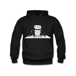 cat piano hoodie. piano sweater. pianist sweatshirt. keyboard
