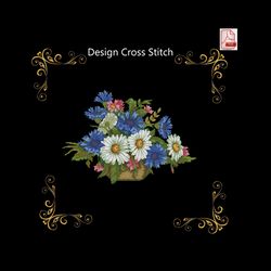 Cross stitch pattern of wildflowers