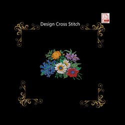Cross stitch pattern Flowers. Vintage embroidery pattern.