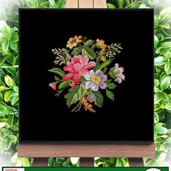 Small bouquet of flowers Antique cross stitch pattern