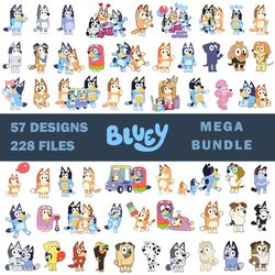 bluey svg files set bundle, blueyy family bundle, blueyy and bingoo svg cut files, blue dog family, blue dog birthday