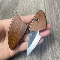 mini knife edc wooden box pocket knife outdoor knife portable multipurpose sharp fruit knife disassembling express knife
