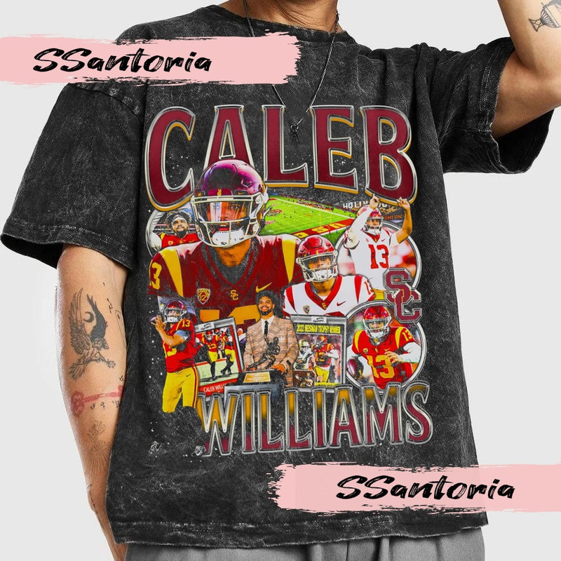Caleb Williams Vintage Style Bootleg T-Shirt, Caleb Williams Shirt, Vintage 90s Graphic Oversized Sport Tee, Football Bootleg Gift.jpg