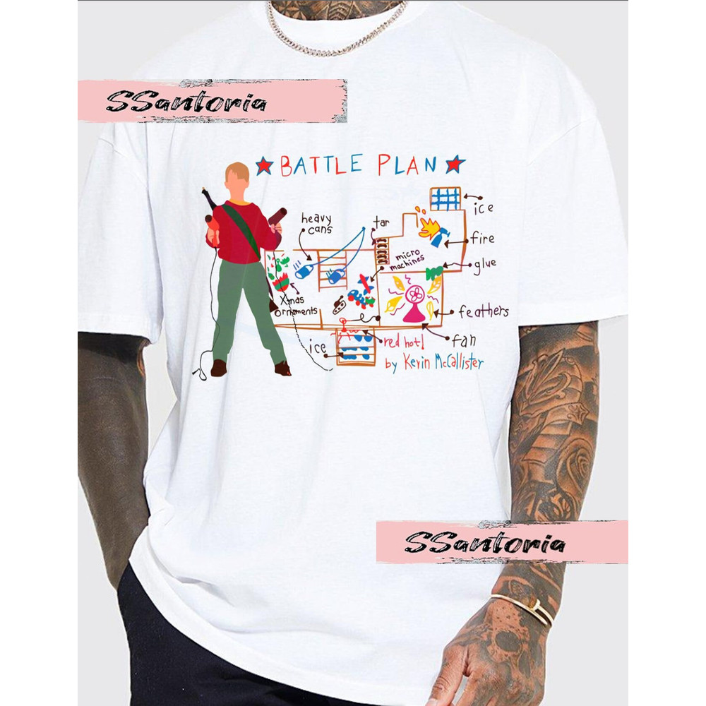 Christmas Movie Battle Plan By Kevin Hoodie Sweatshirt, Funny Christmas Plan Home Alone Shirt, Comfort Color Hoodie, Oversized, Gift Tee.jpg