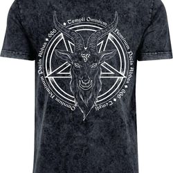 baphomet symbol ram head mens acid washed t-shirt