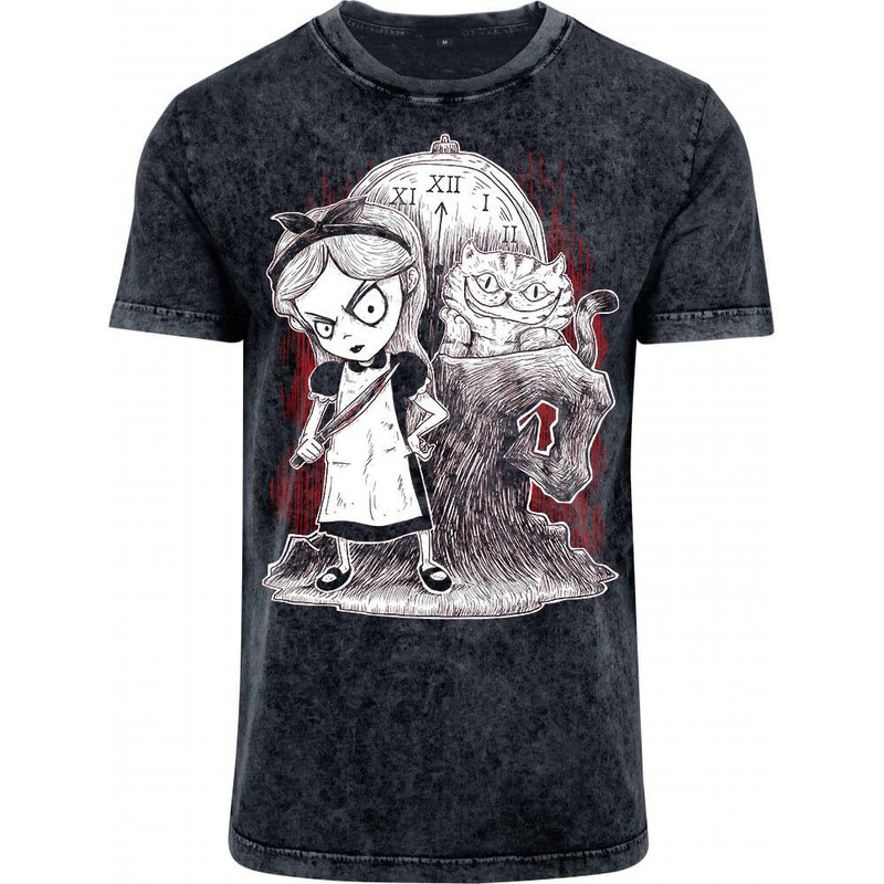 Evil Alice in Wonderland Dark grey acid wash tshirt.jpg