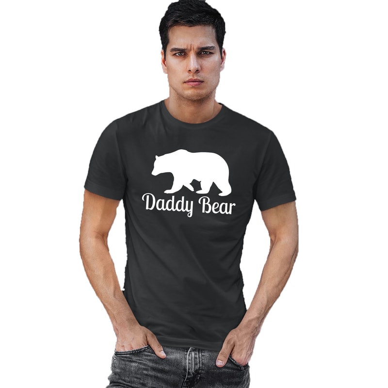 New Daddy Bear Black Tee White Print Father Gift Black T-Shirt.jpg