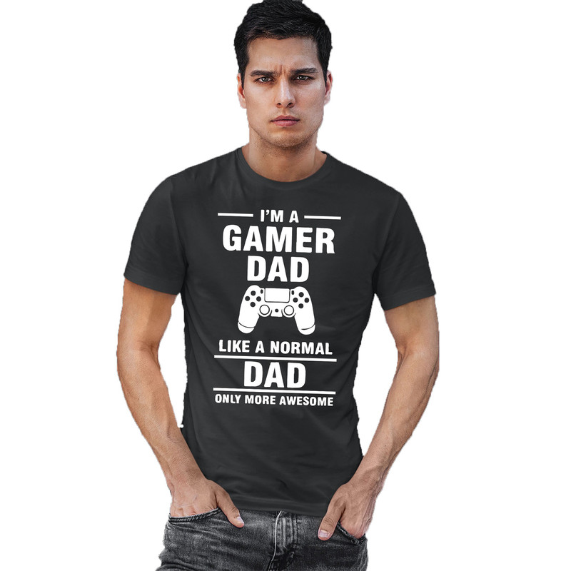Gamer Dad Controller Xbox PlayStation Black Tee White Print Father Gift Black  T-Shirt.jpg