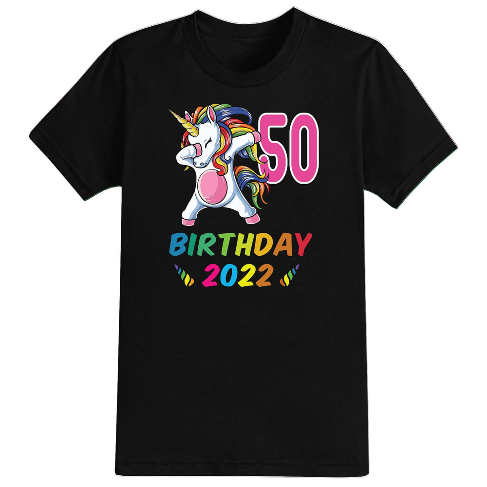 Unicorn 50th Birthday Gift Party Fifty Gifts Year 2023 Unisex T-Shirt Funny Tee Present 50 Years Old.jpg