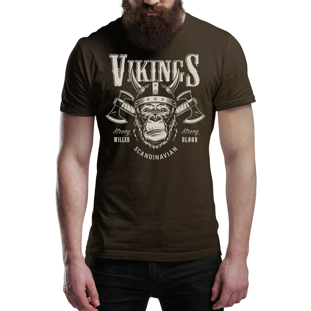 Gorilla & Axe Viking T-Shirt Victory Or Valhalla Tee Shirt Norway Norse Mythology Viking Shirt Unisex Warrior.jpg