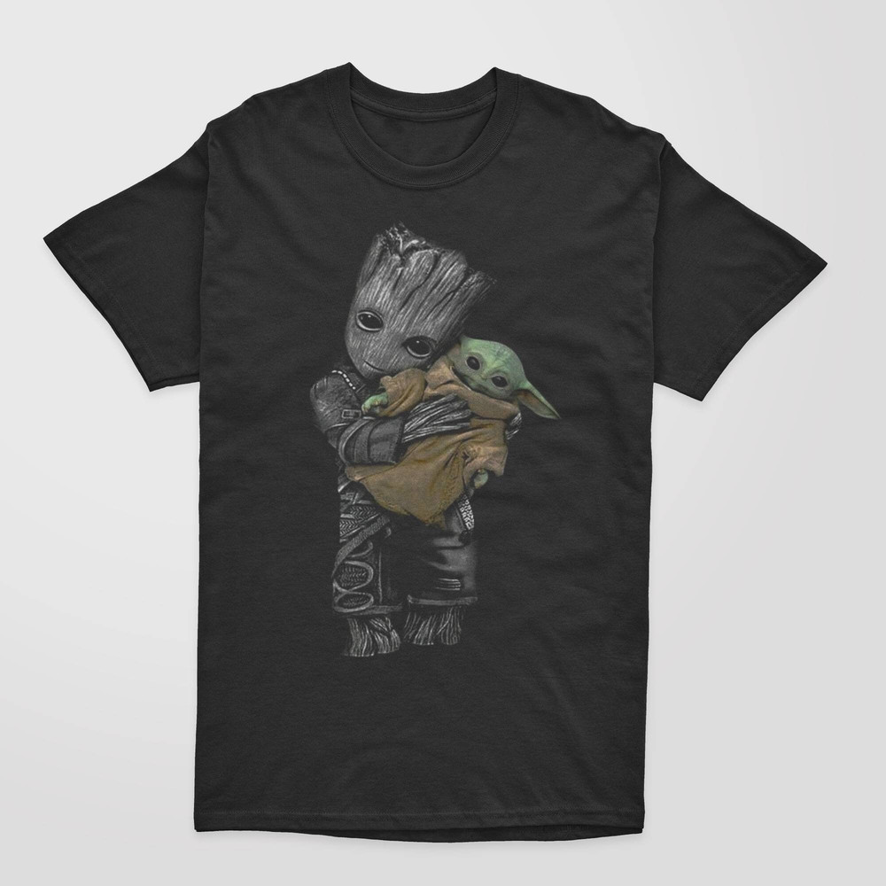 Baby Yoda Groot T-Shirt Cute Adults Galaxy Wars Tee Shirt Top.jpg