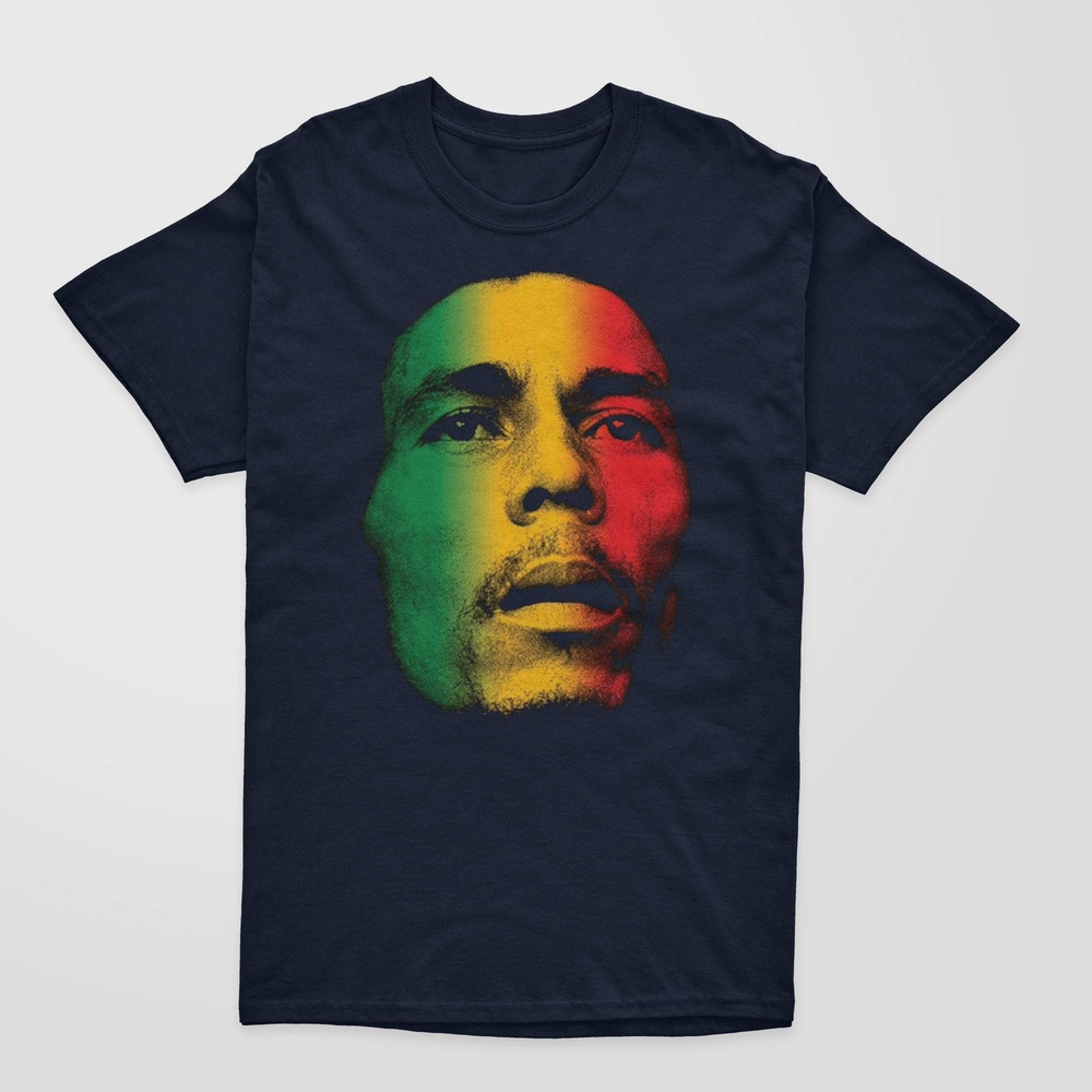 Bob Marley Reggae Flag T-Shirt Multi Coloured Face Jamaica Men's T-shirt.jpg