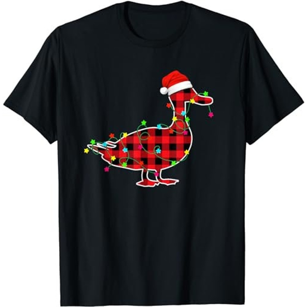 Funny Duck Christmas Tree Red Plaid Xmas Animals Lover  T-Shirt, Sweatshirt, Hoodie - 34933.jpg